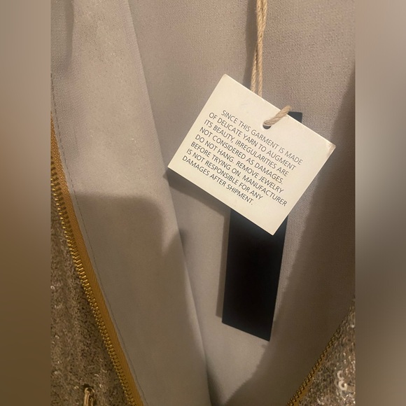 New with tags Dolce Cabo Gold Sequin Bomber Jacket size S - Picture 6 of 6